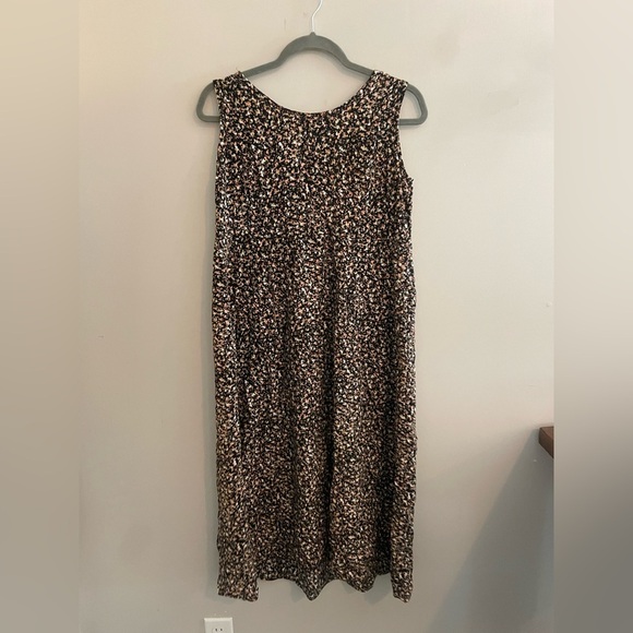 Vintage R&K Black Maxi Dress with Peach and Tan Print - Picture 3 of 3